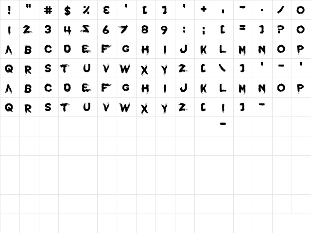 Violet Wasteland Regular  glyph index
