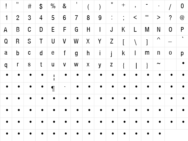Communication 8 Regular  glyph index