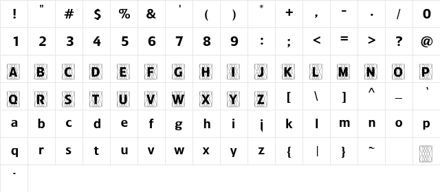 Hooplah Regular  glyph index