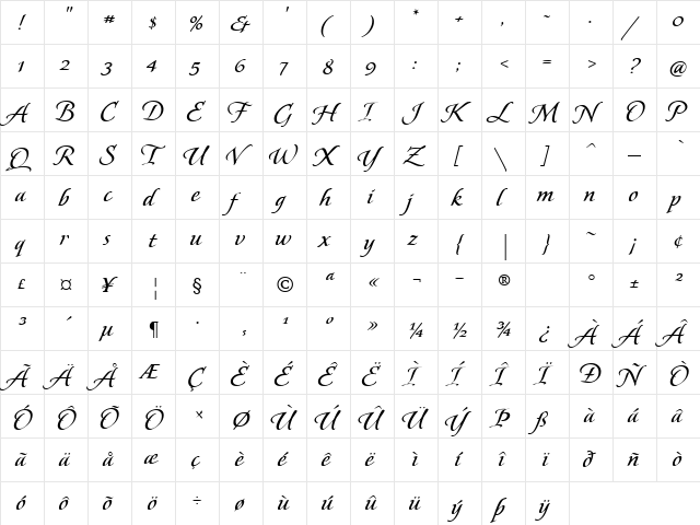 UVN Mau Tim 2 Regular  glyph index