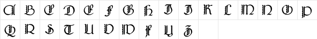 Bridgnorth Capitals Regular  glyph index