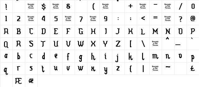 Hammer Bomb Regular  glyph index