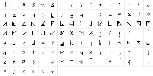 Deltoid Regular  glyph index