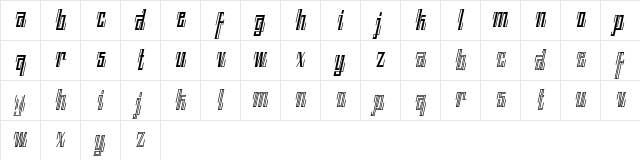 BACK TO ANCIENT TIME Italic  glyph index