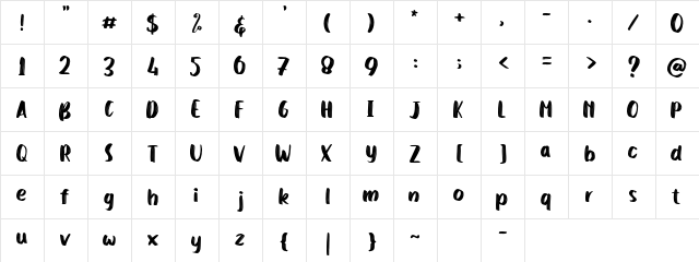 Lemonsbright brush -Personal Us Regular  glyph index