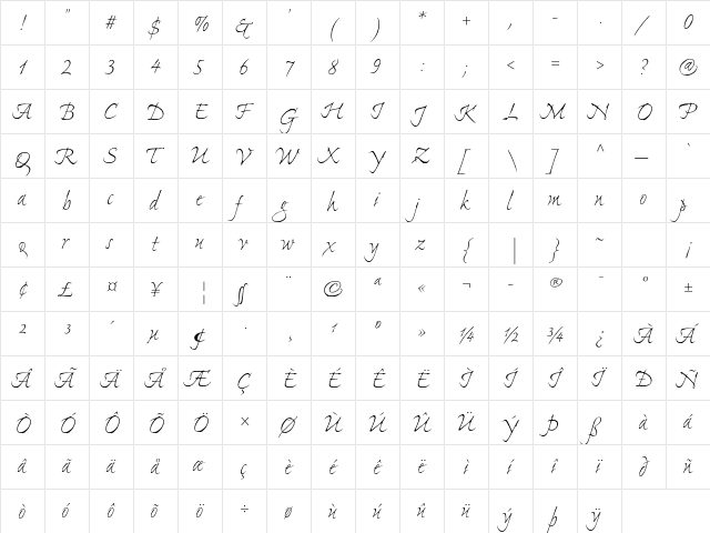 Ex Ponto Pro Light  glyph index