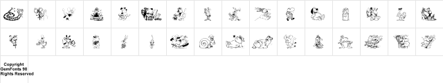 Krazy Kritters Regular  glyph index