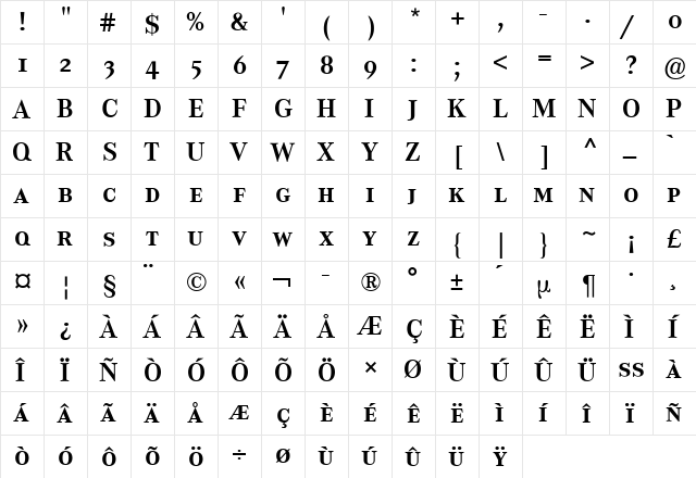 Corporate A Expert BQ Bold  glyph index