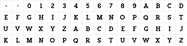 Salveation Slab Regular  glyph index