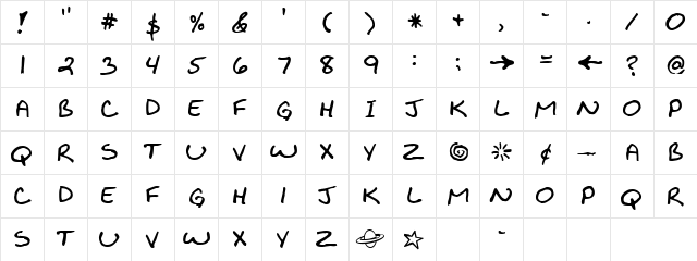BENSON Regular  glyph index