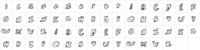 MoreDimension Regular  glyph index