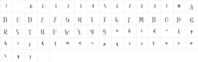 Hello Cattia Demo Regular  glyph index