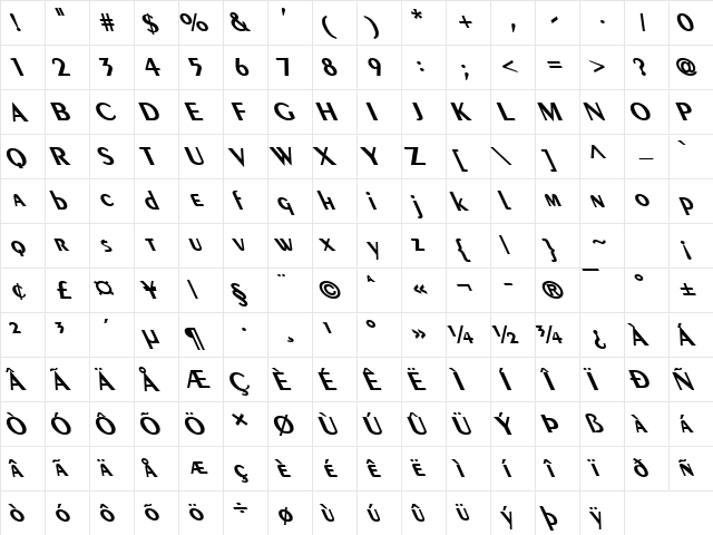 Pare Reverse BoldItalic  glyph index