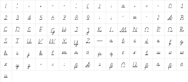 SchulschriftA Regular  glyph index
