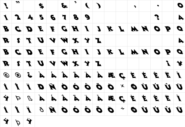 FZ JAZZY 13 LEFTY Normal  glyph index
