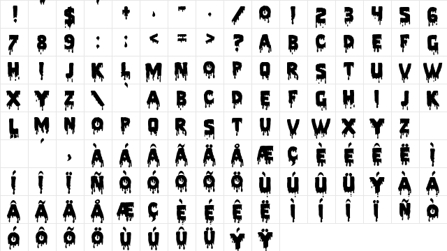 Pieces NFI Regular  glyph index