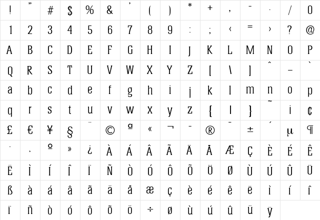 JeremyBecker Regular  glyph index