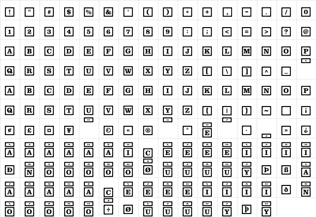 ChildsPlay BlocksLine  glyph index