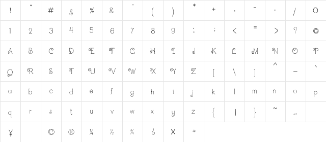 CRU-Dissaramas Regular  glyph index