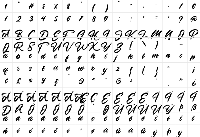 Lazyday Regular  glyph index