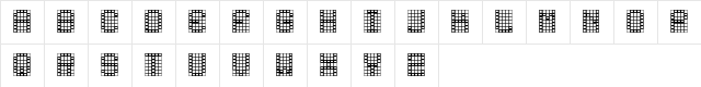 00ne 飯eur預ixel view Miracle Regular  glyph index