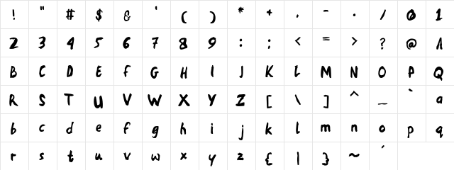 ON FRENDS Regular  glyph index