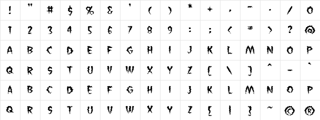 Vaporized BB Regular  glyph index