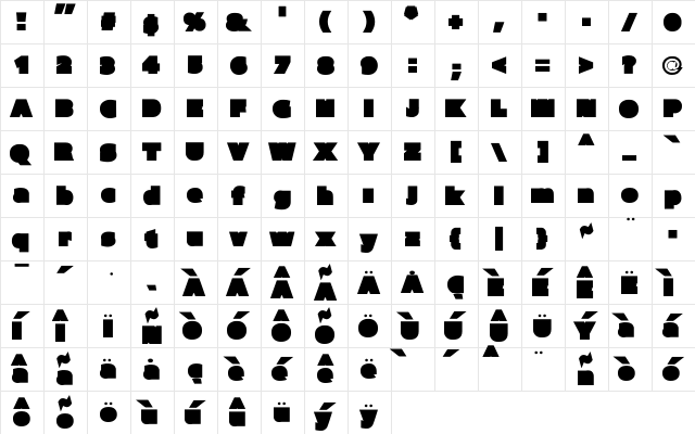 Parafuse UltraBlack  glyph index