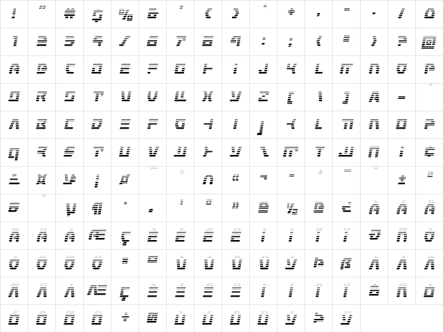 Command Override Gradient Italic Italic  glyph index