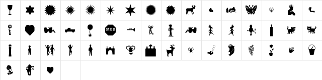 sherberi Regular  glyph index