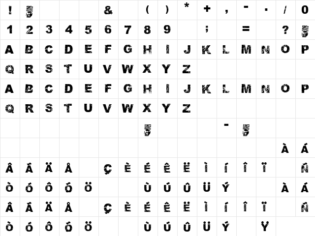 Terremoto Regular  glyph index