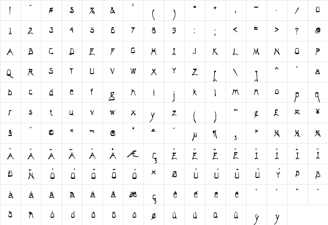 El Abogado Loco Regular  glyph index