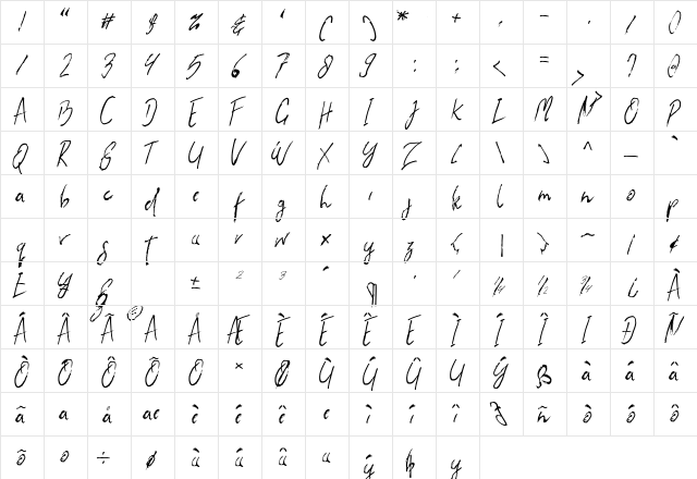 the flashter Regular  glyph index