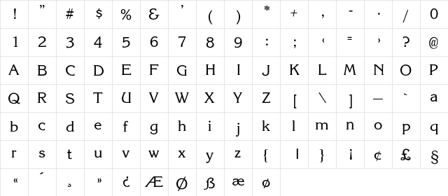 RRLight Regular  glyph index