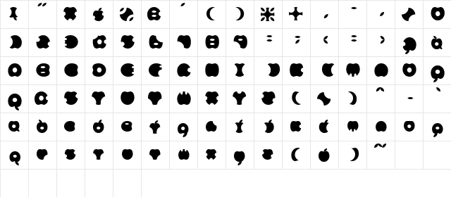 APPLE Regular  glyph index