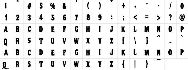 VTC Night Of The Drippy DeadCaps  glyph index