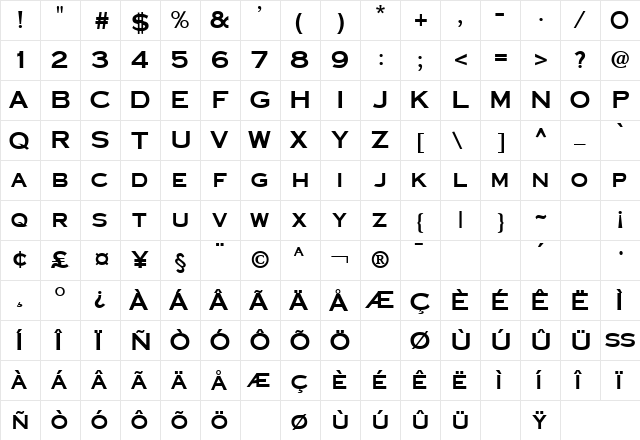 Cornerstone Regular  glyph index