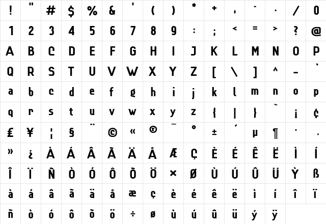 Lindau ExtraBold  glyph index