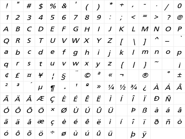 Four Sticks 16 Regular  glyph index