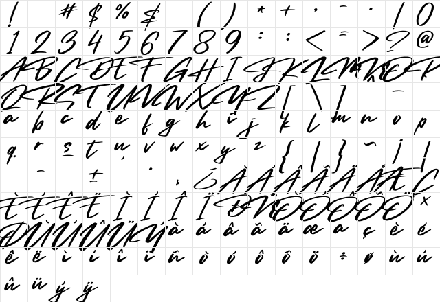 Smooth Fantasy Regular  glyph index