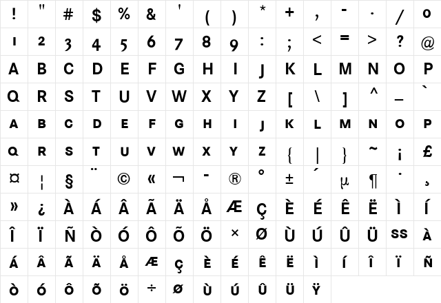 Corporate S Expert BQ Bold  glyph index