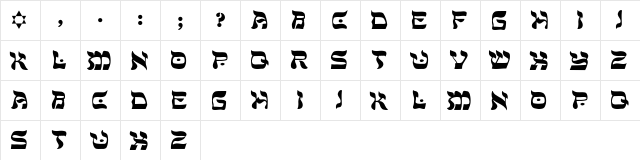 Shalom-Light Regular  glyph index