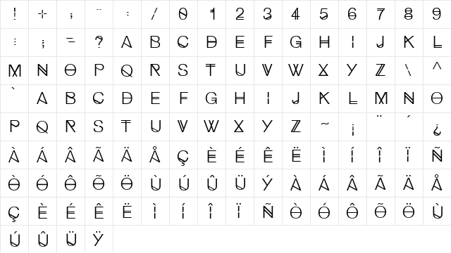 Hipstelvetica Light  glyph index