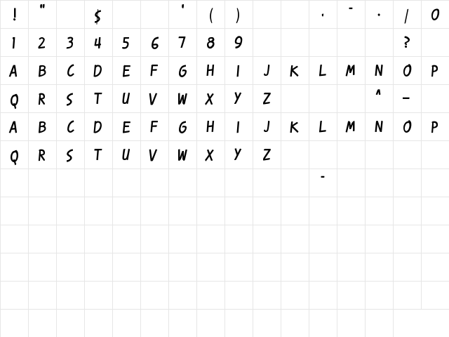 Karmatic Revolution Regular  glyph index