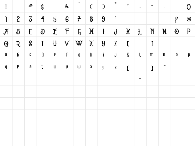 AshteR Regular  glyph index