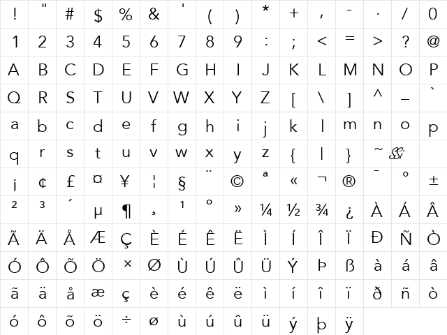 Expo Book SSi Book  glyph index