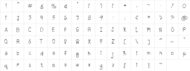 LD Spooks Regular  glyph index