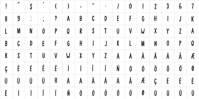 Mulhouse DEMO Regular  glyph index
