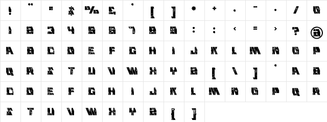 Mecha Grunge Grunge  glyph index