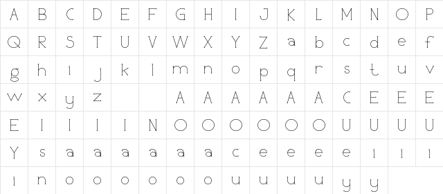 Holea DEMO Light Regular  glyph index